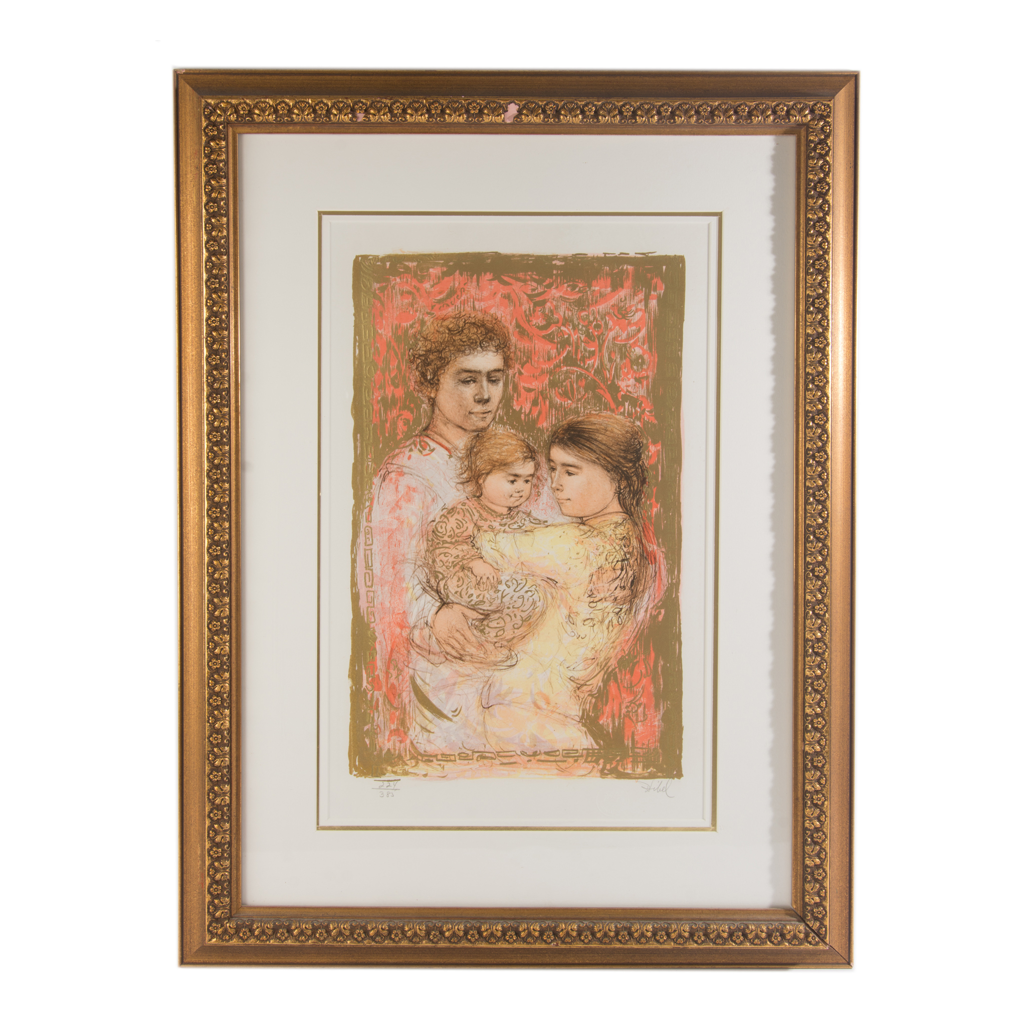 Edna Hibel Limited Edition Colored Lithograph "Family"