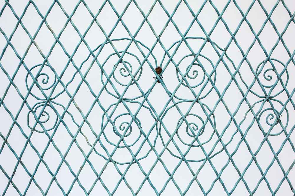 Blue Wire Garden Bench