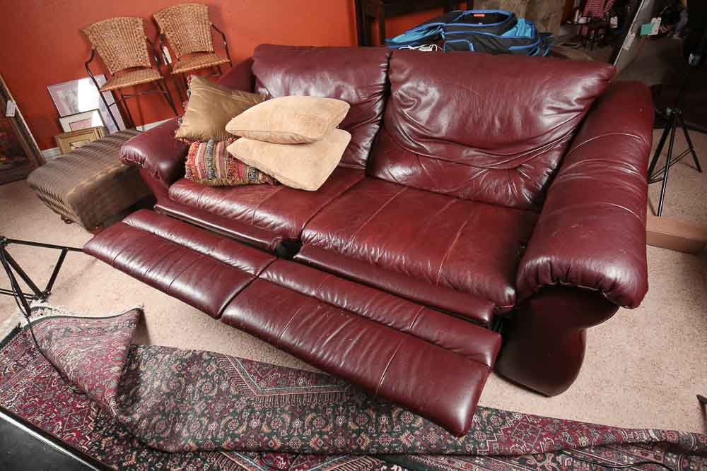 Reclining Leather Sofa and Chair