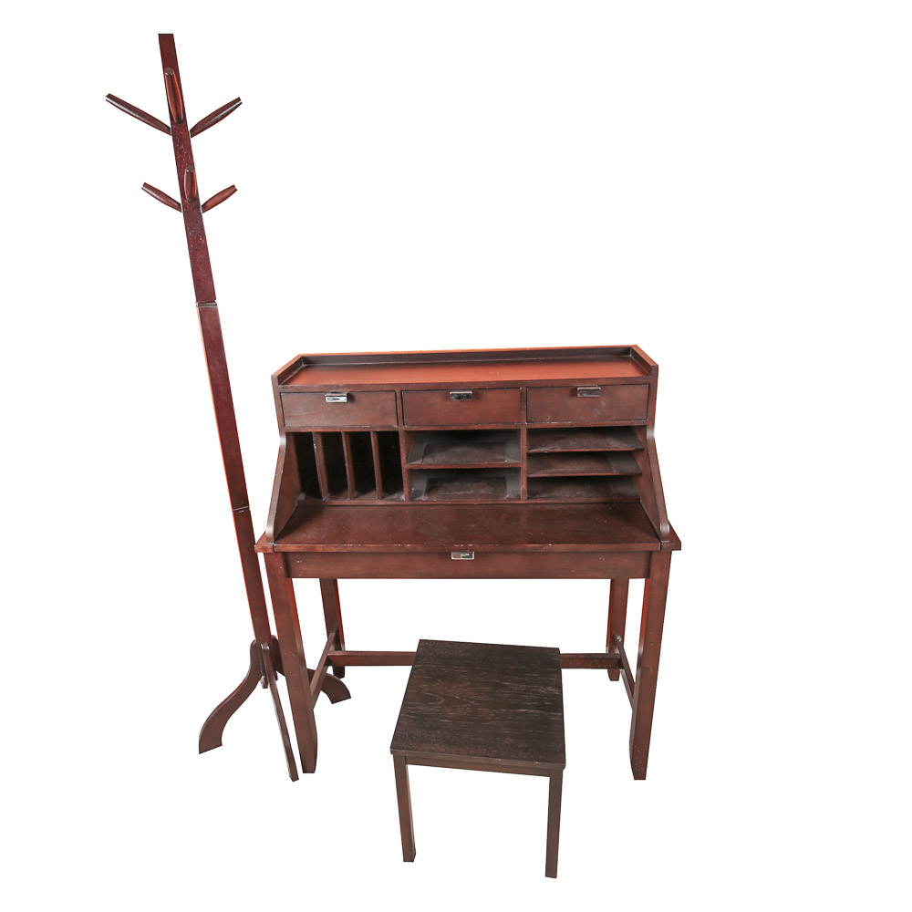 Desk, Stool and Coat Rack
