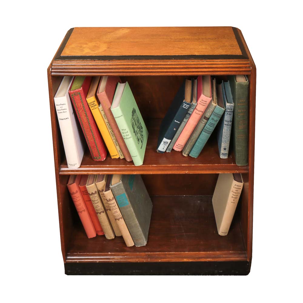 Vintage Bookshelf and Collection of Vintage Children's Books