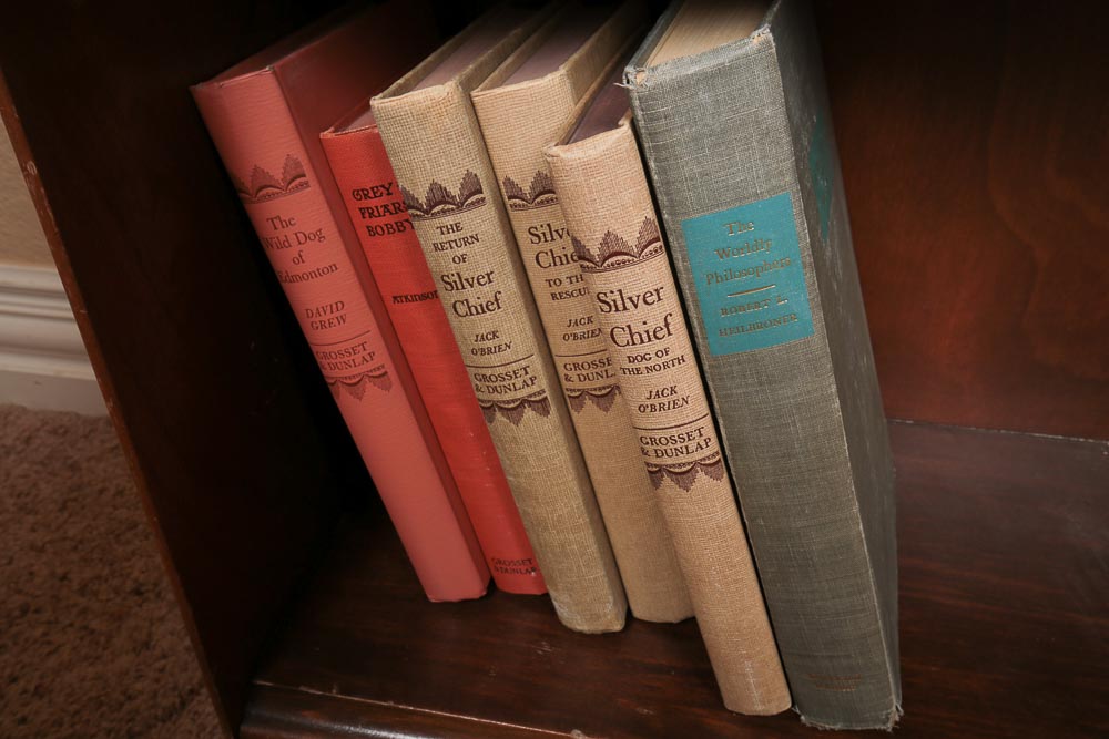 Vintage Bookshelf and Collection of Vintage Children's Books