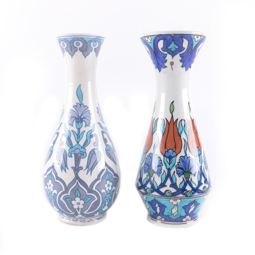 Altin Cini Hand-Painted Vases from Kutahya, Turkey