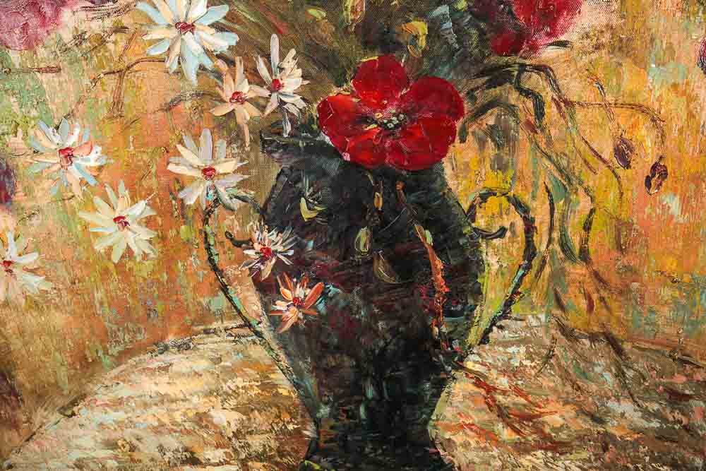 Contemporary Floral Oil Painting Wall Hanging