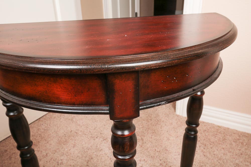 Small Wood Demilune Table