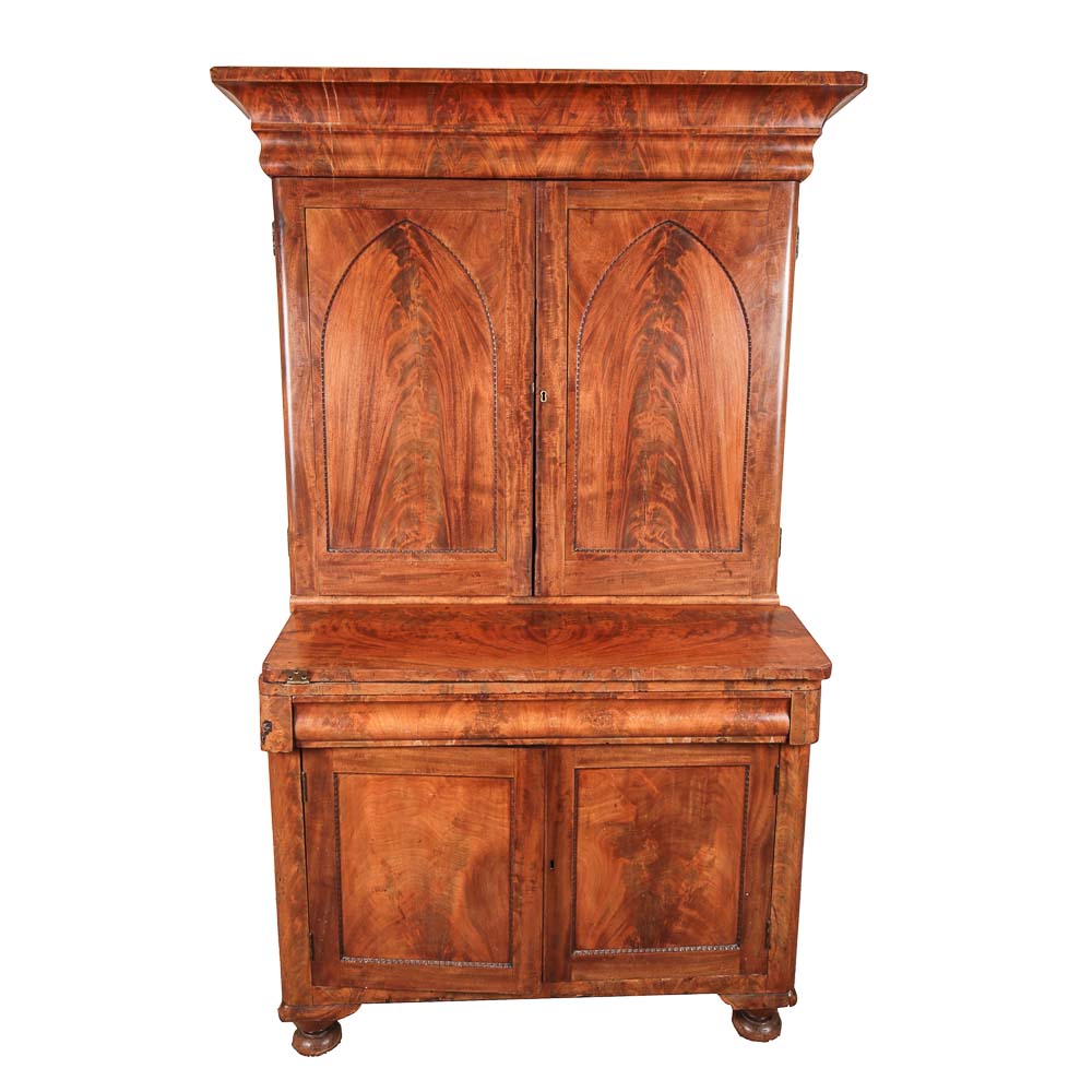 Antique Empire Style Flame Mahogany Secretary