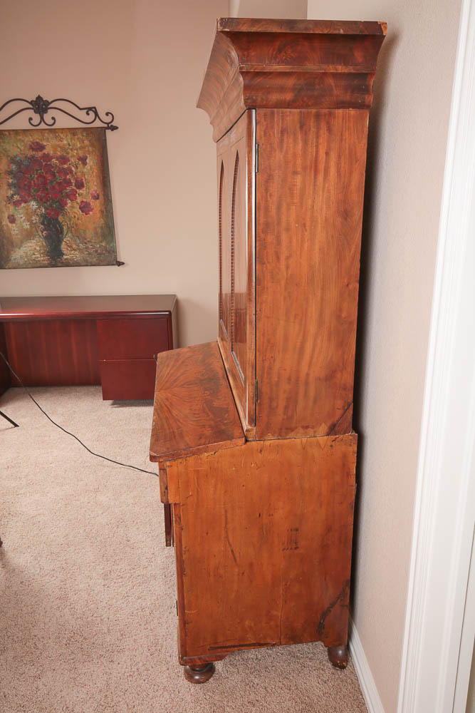 Antique Empire Style Flame Mahogany Secretary