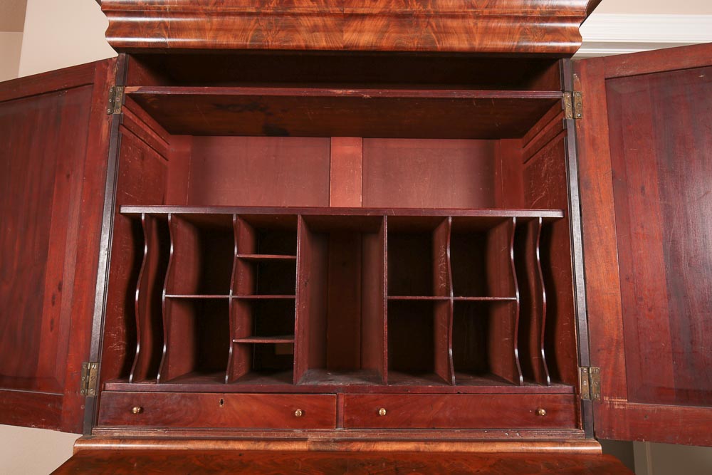 Antique Empire Style Flame Mahogany Secretary