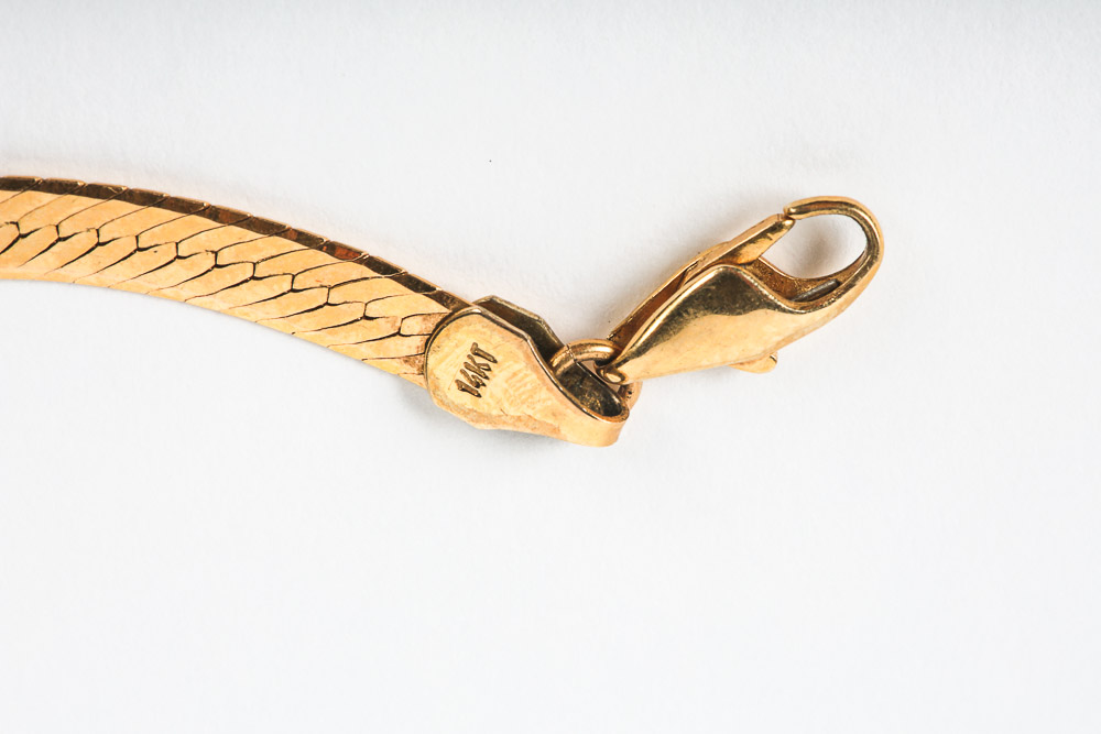 14K Yellow Gold Herringbone Chain