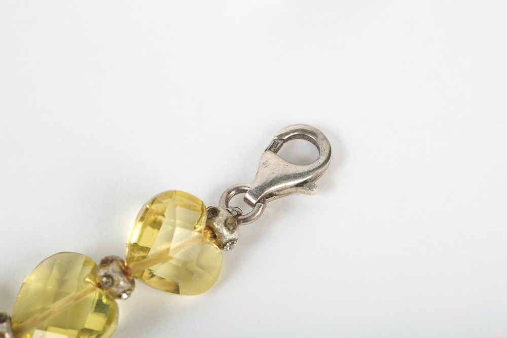 14K White Gold, Sterling Silver and Yellow Quartz Jewelry Set