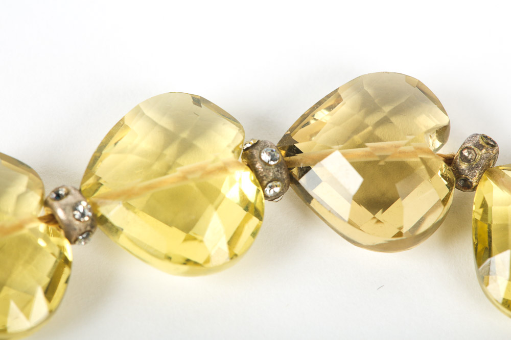 14K White Gold, Sterling Silver and Yellow Quartz Jewelry Set