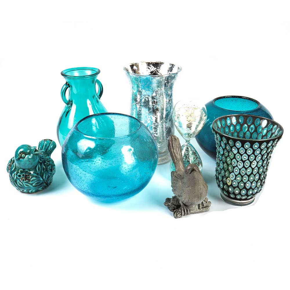Turquoise and Silver Tone Home Decor