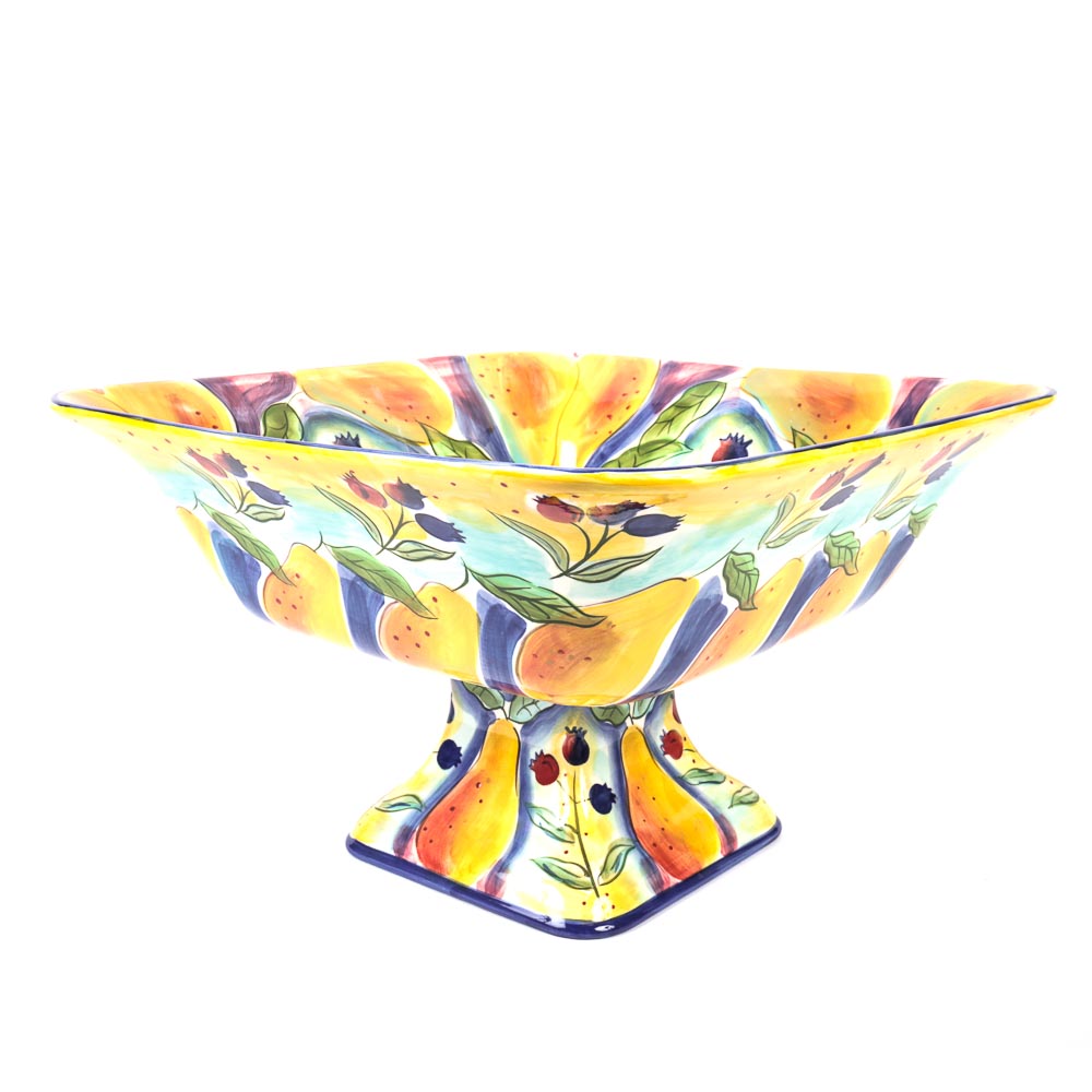 Colorful Hand-Painted Pedestal Bowl