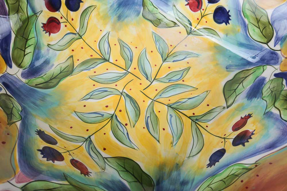 Colorful Hand-Painted Pedestal Bowl