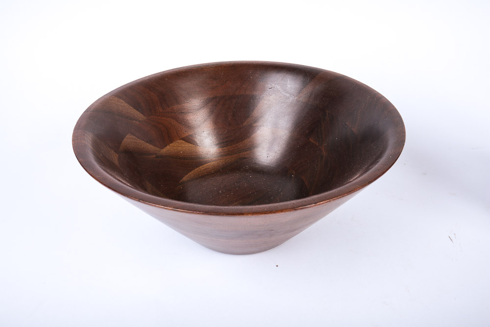 Vintage Walnut Salad Bowl Set
