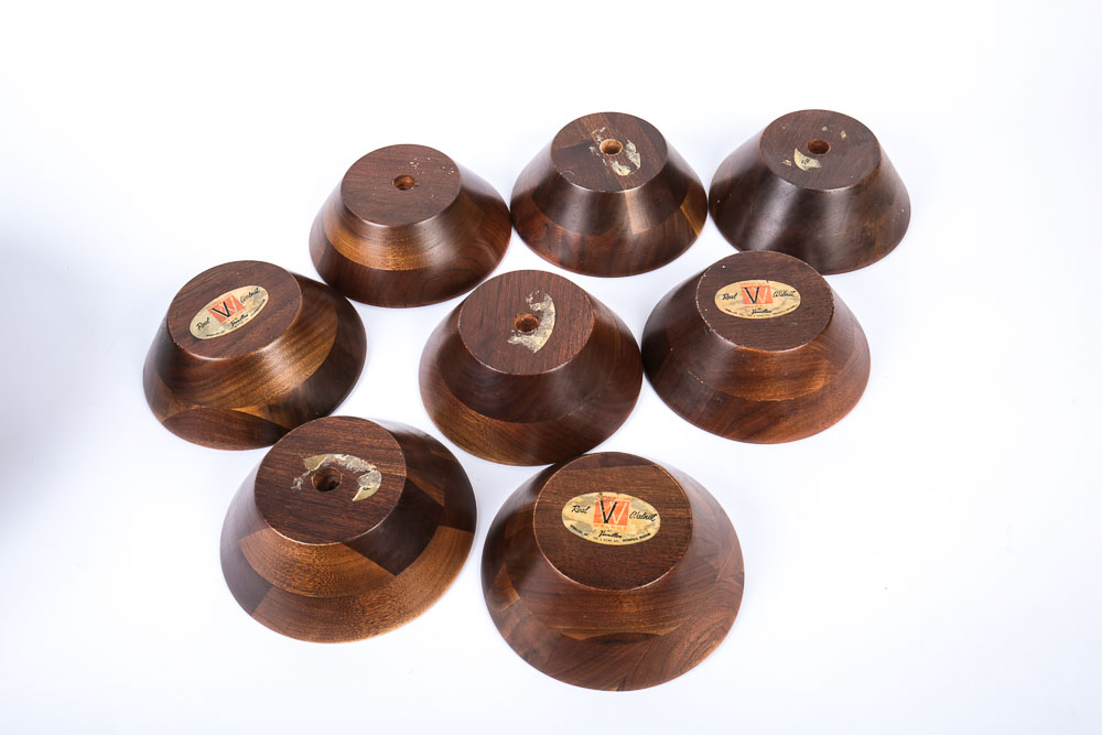 Vintage Walnut Salad Bowl Set