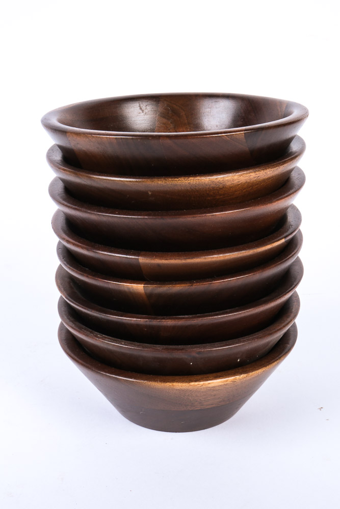 Vintage Walnut Salad Bowl Set