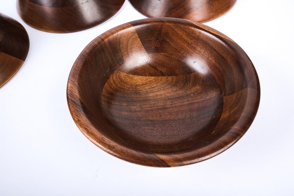 Vintage Walnut Salad Bowl Set