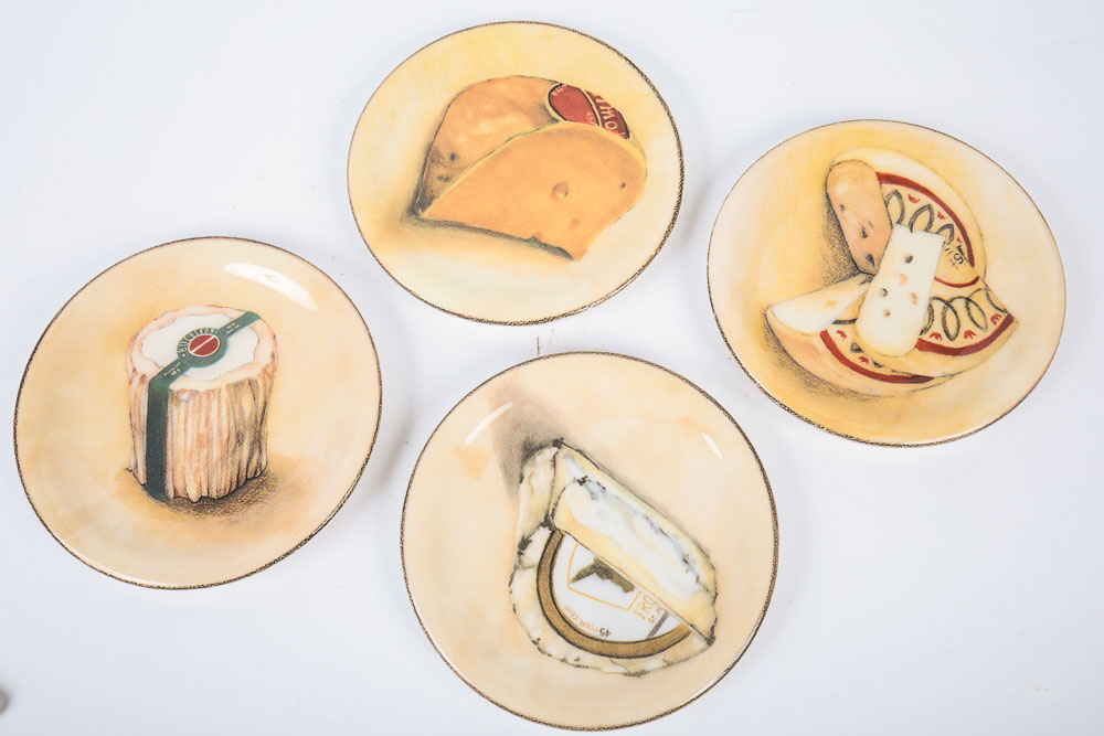 Set of Williams Sonoma Cheese Plates and French Knives