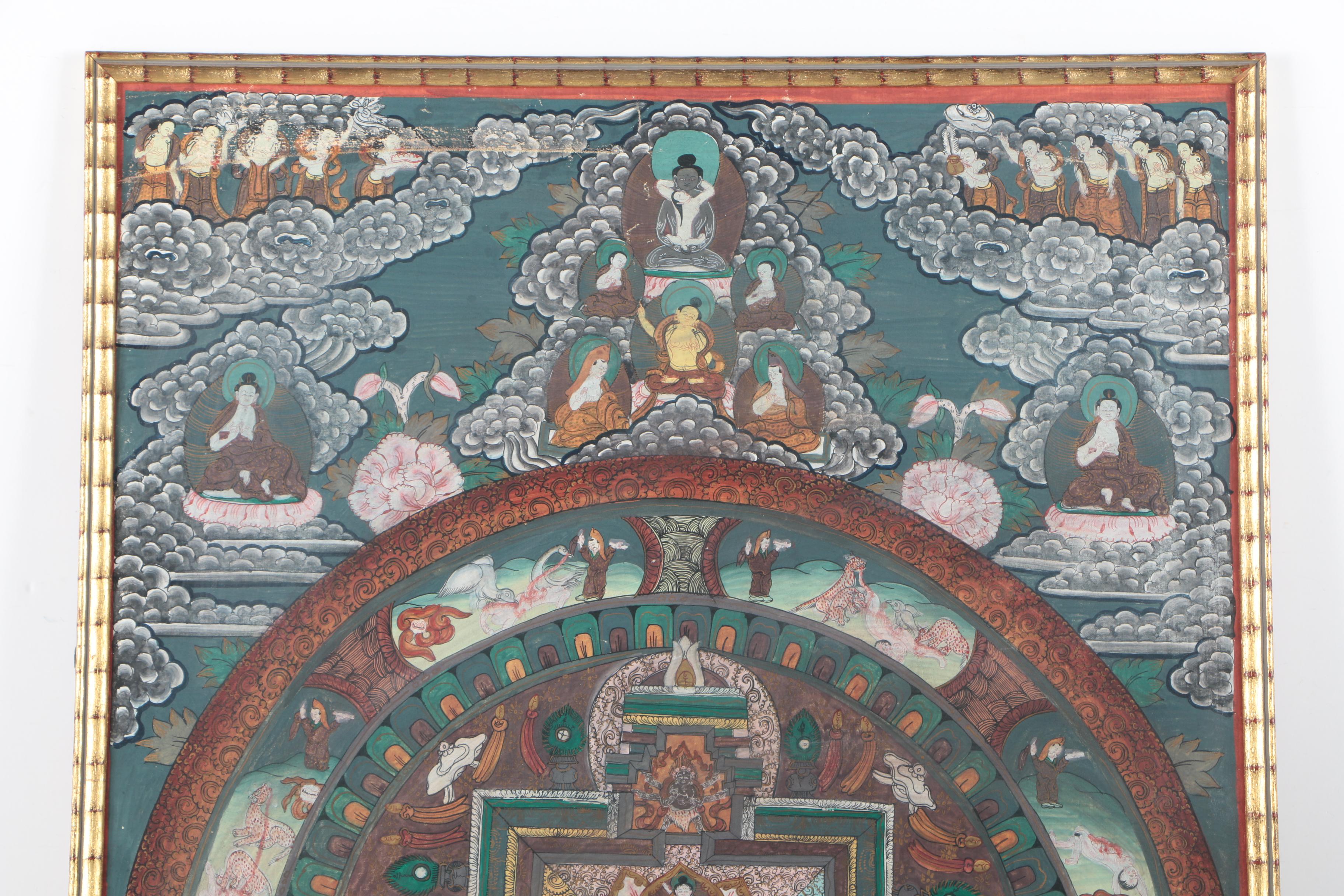 Tibetan Style Mandala on Canvas Board