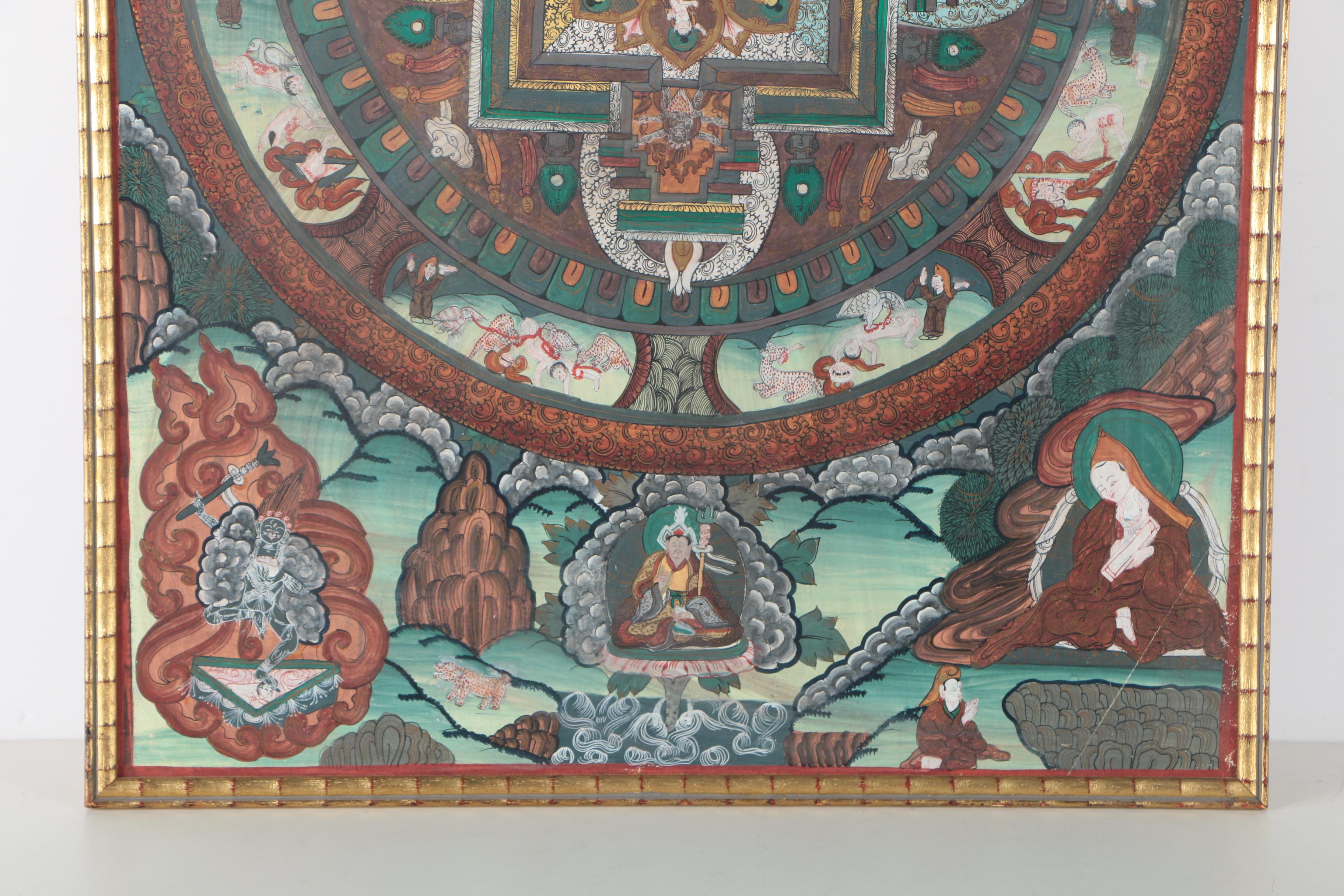 Tibetan Style Mandala on Canvas Board