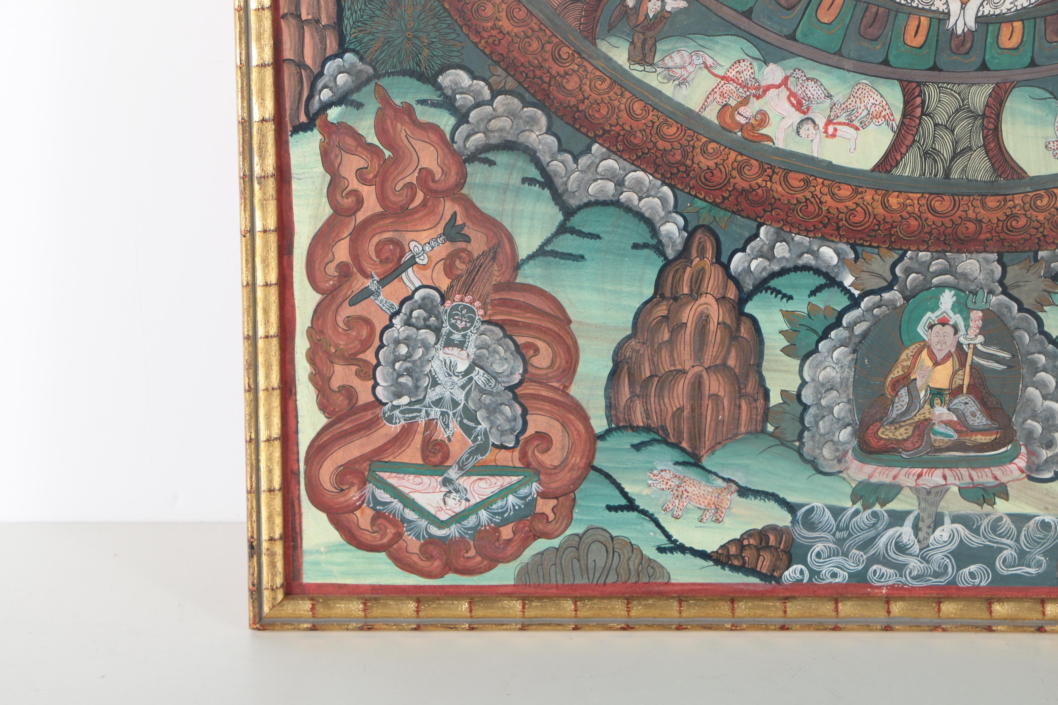 Tibetan Style Mandala on Canvas Board