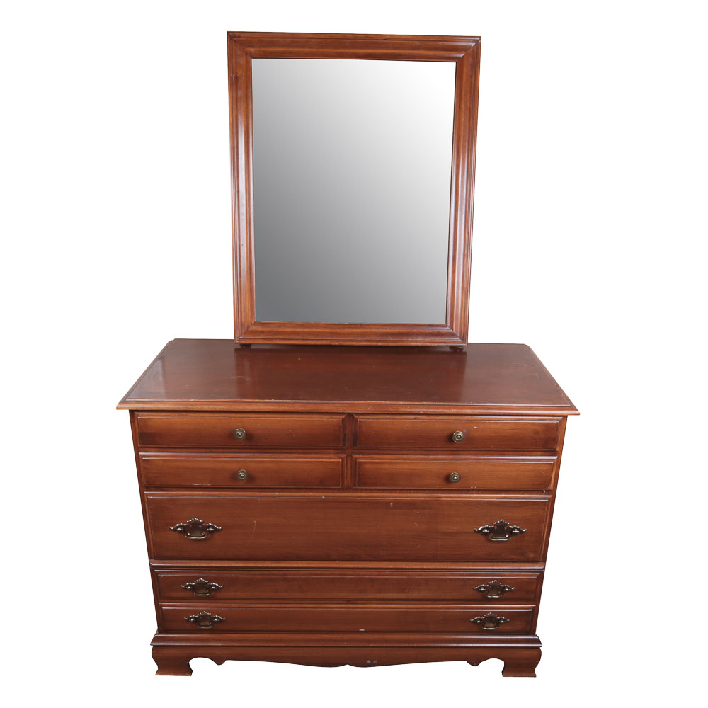 Vintage Wood Dresser and Mirror