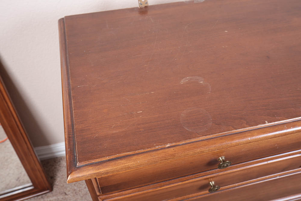 Vintage Wood Dresser and Mirror