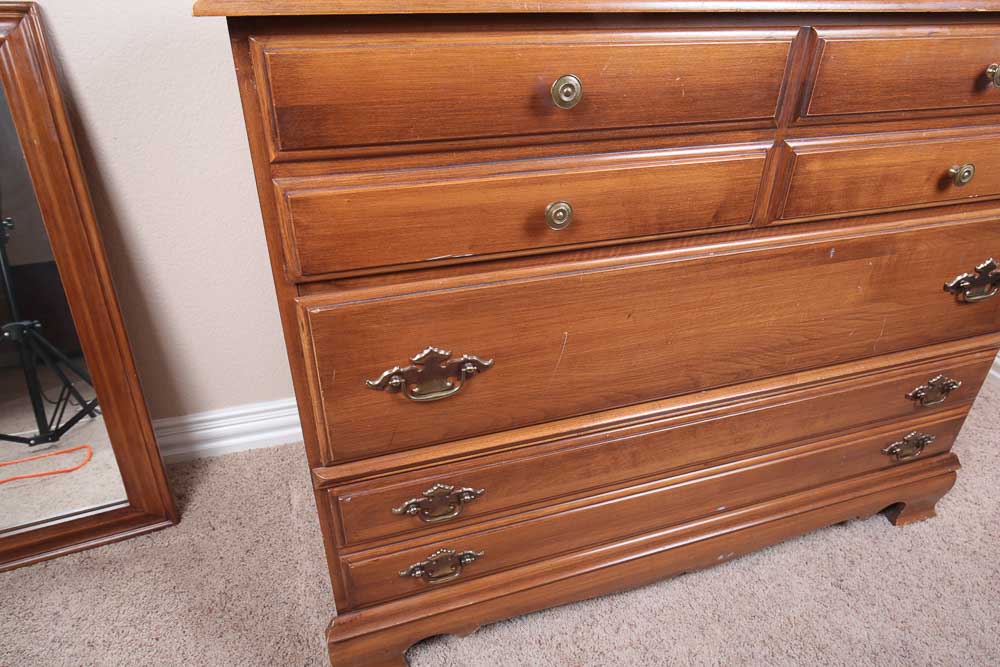 Vintage Wood Dresser and Mirror