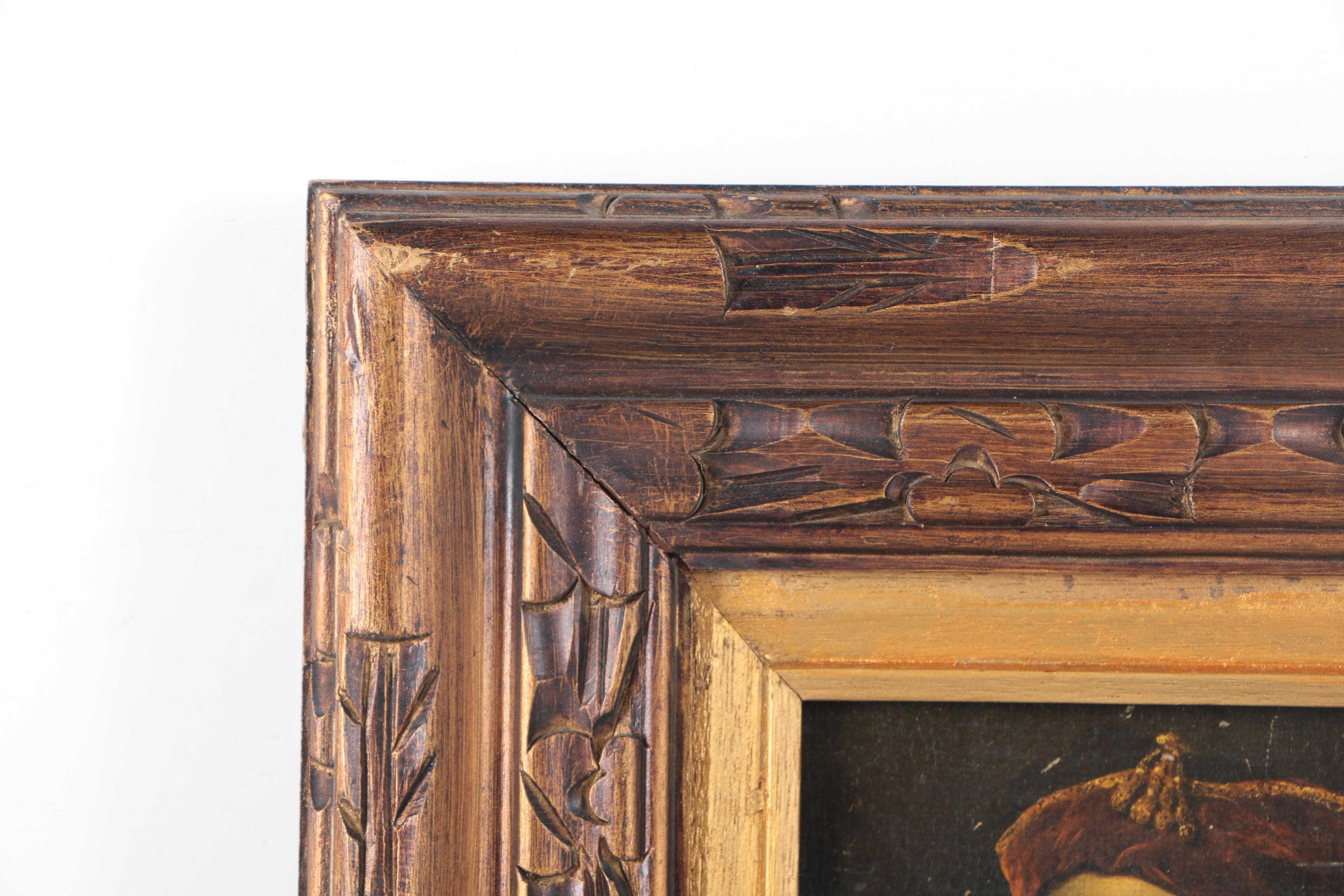 Offset Lithograph on Canvas of Man Playing a Recorder