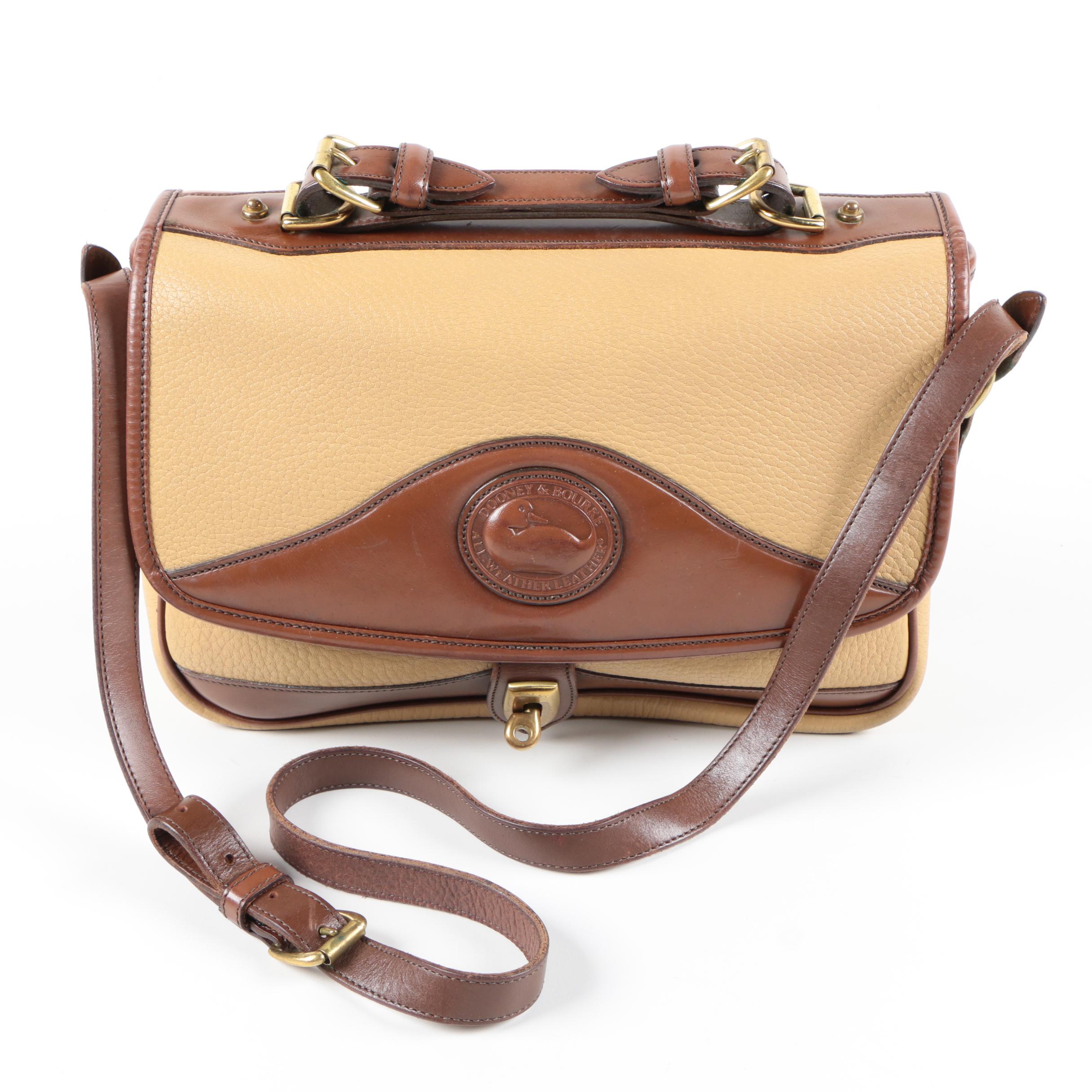 Dooney and Bourke Brown and Beige Leather Shoulder Bag