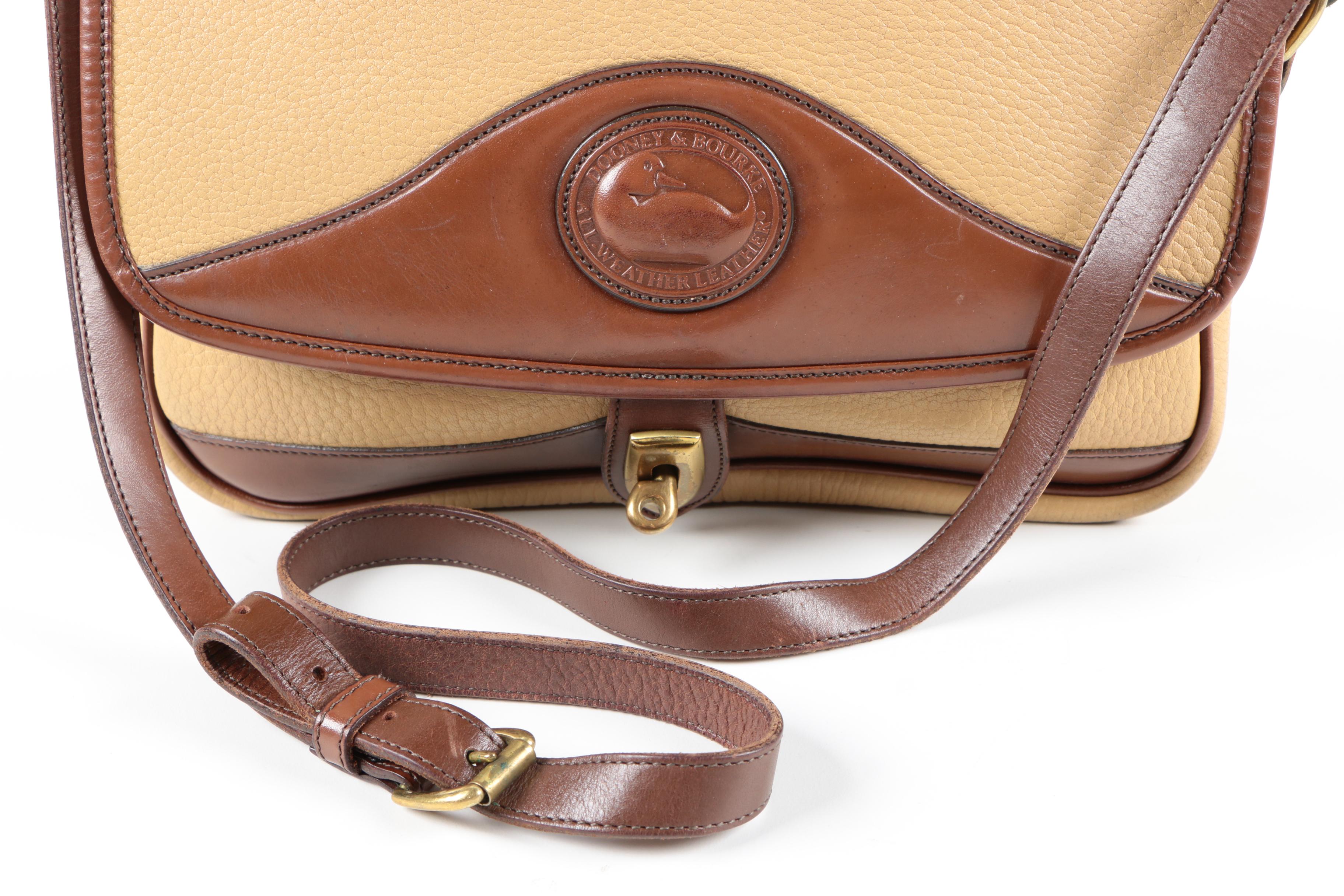 Dooney and Bourke Brown and Beige Leather Shoulder Bag