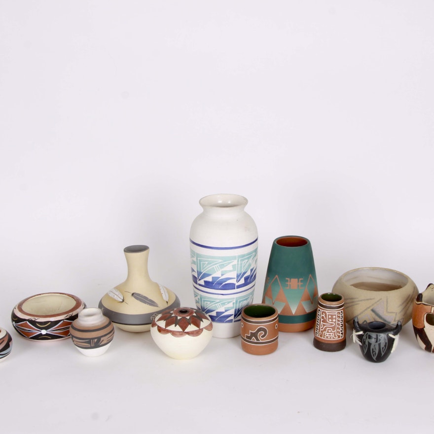 Handcrafted Pottery Including Native American