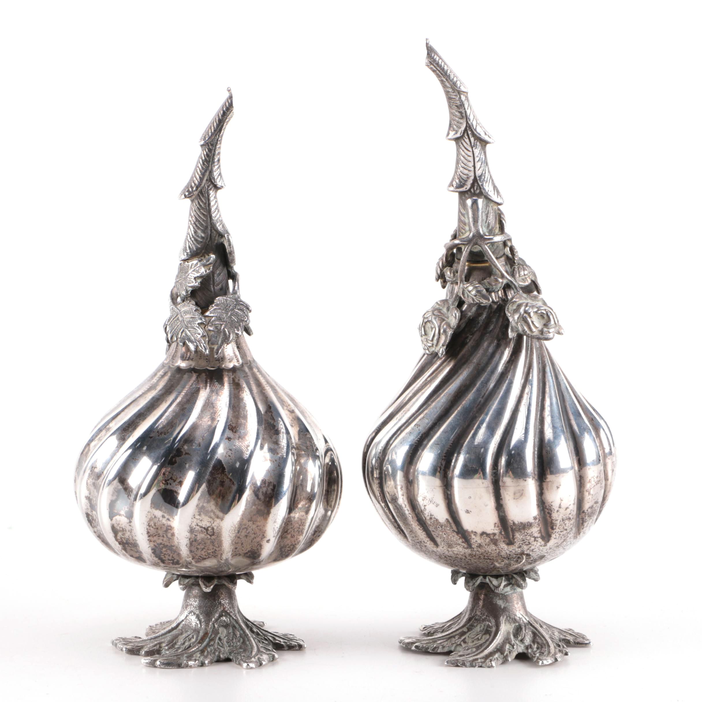 Turkish Balci Coin Silver Rose Water and Oil Dispensers