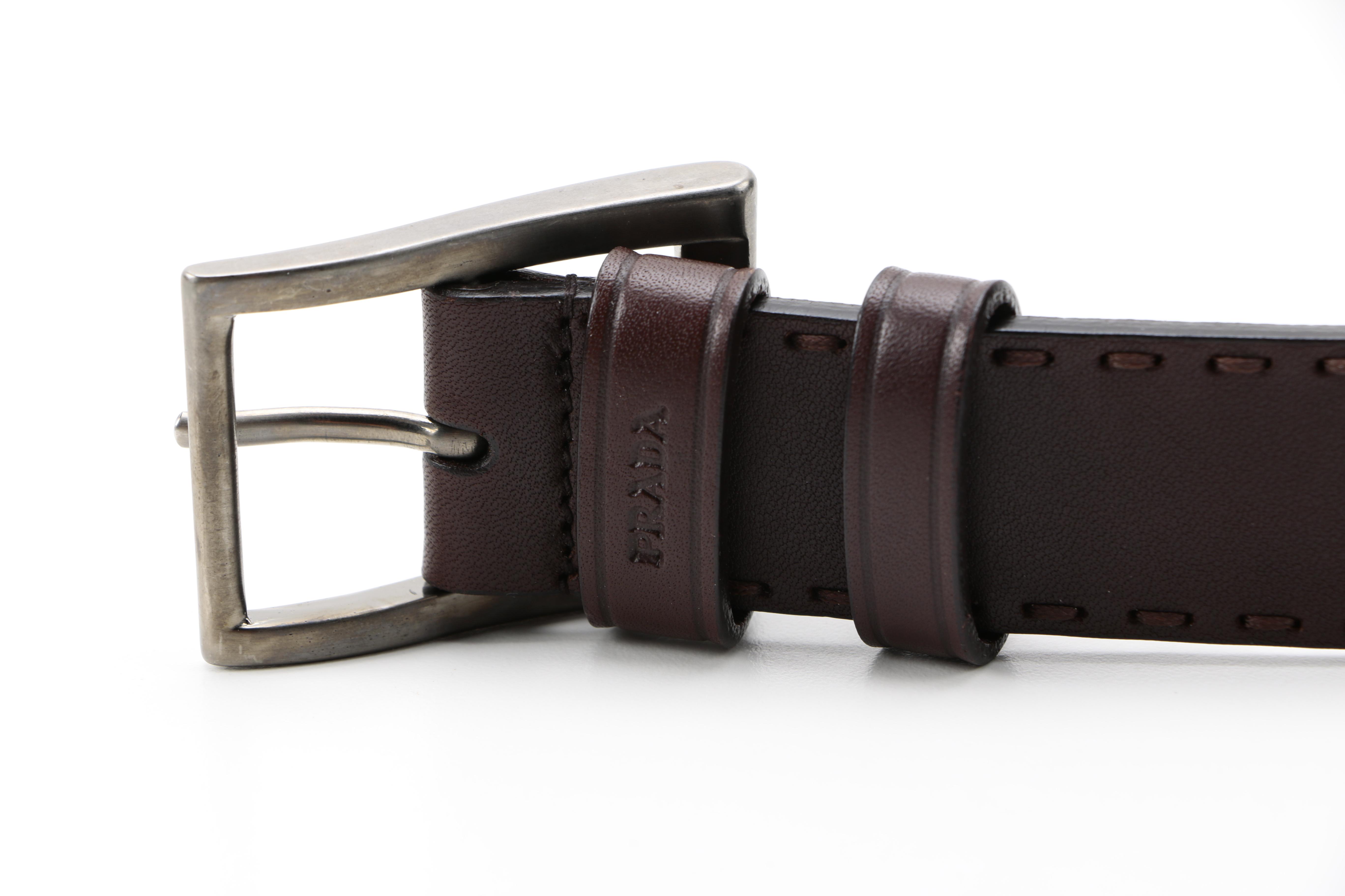 Men's Leather Belts Including Prada and Rag & Bone