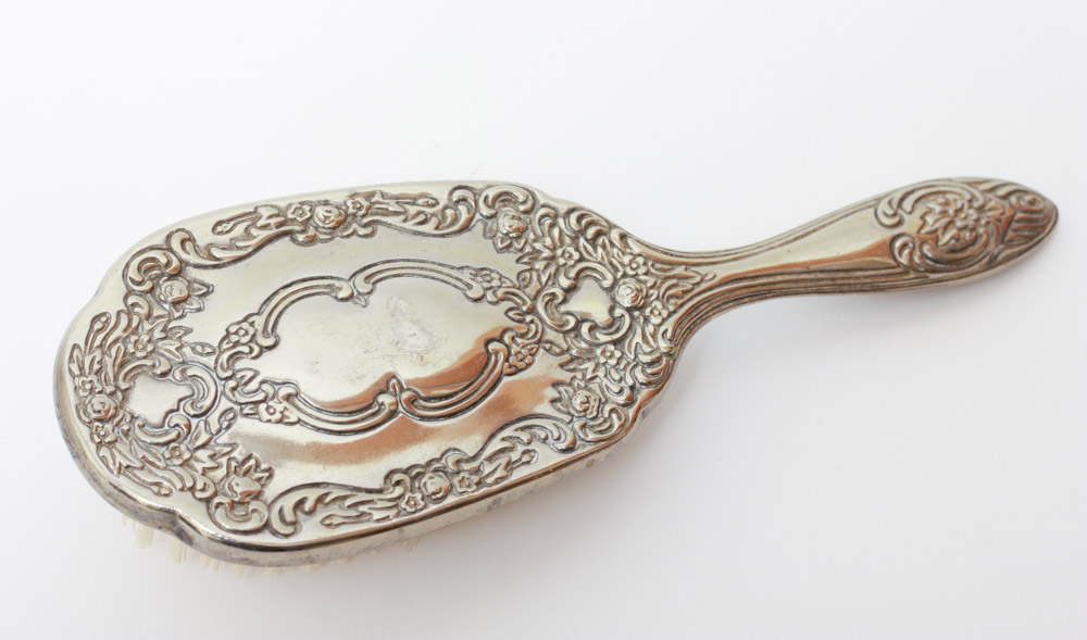 Silver Plate Comb Brush and Mirror Set