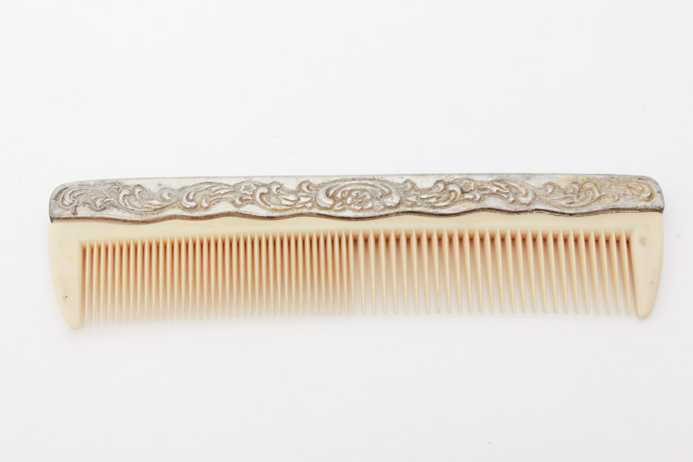 Silver Plate Comb Brush and Mirror Set