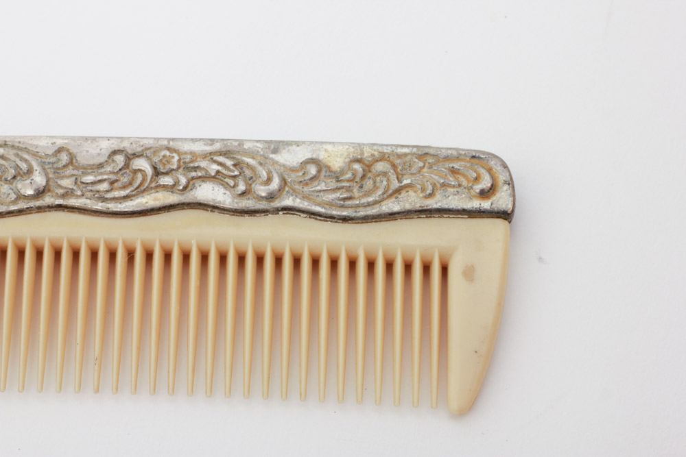 Silver Plate Comb Brush and Mirror Set