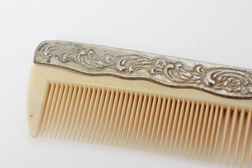Silver Plate Comb Brush and Mirror Set