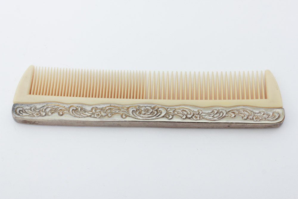 Silver Plate Comb Brush and Mirror Set