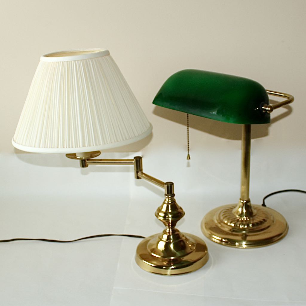 Two Antique Style Desk Lamps