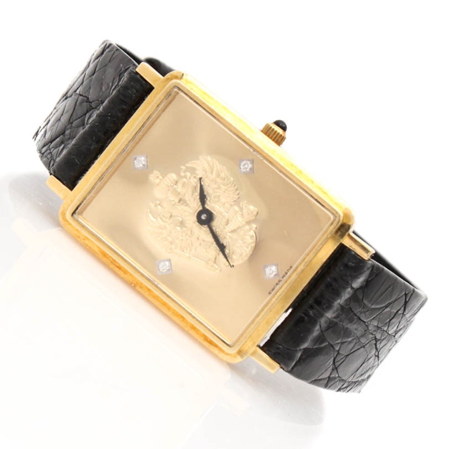Swiss Made 18K Yellow Gold Diamond Wristwatch