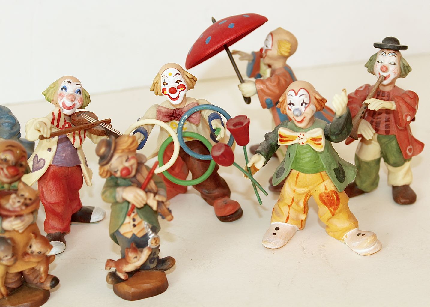 Clown Carved Wood Figurines by Italian Anri Ferrandiz