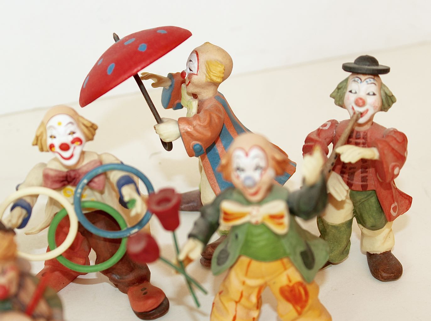 Clown Carved Wood Figurines by Italian Anri Ferrandiz