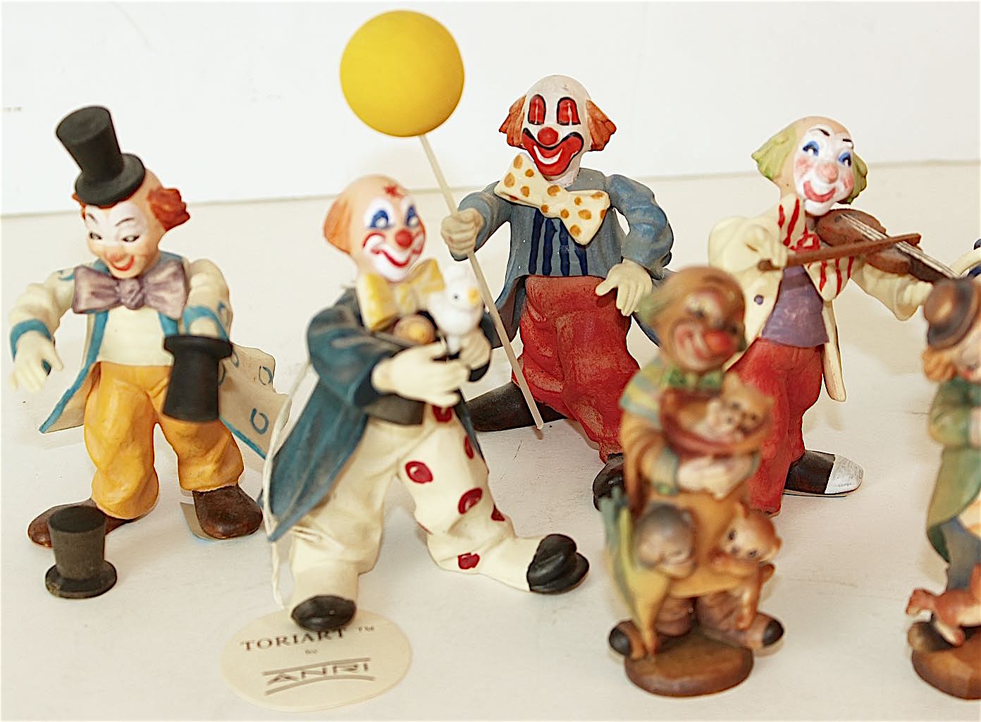 Clown Carved Wood Figurines by Italian Anri Ferrandiz
