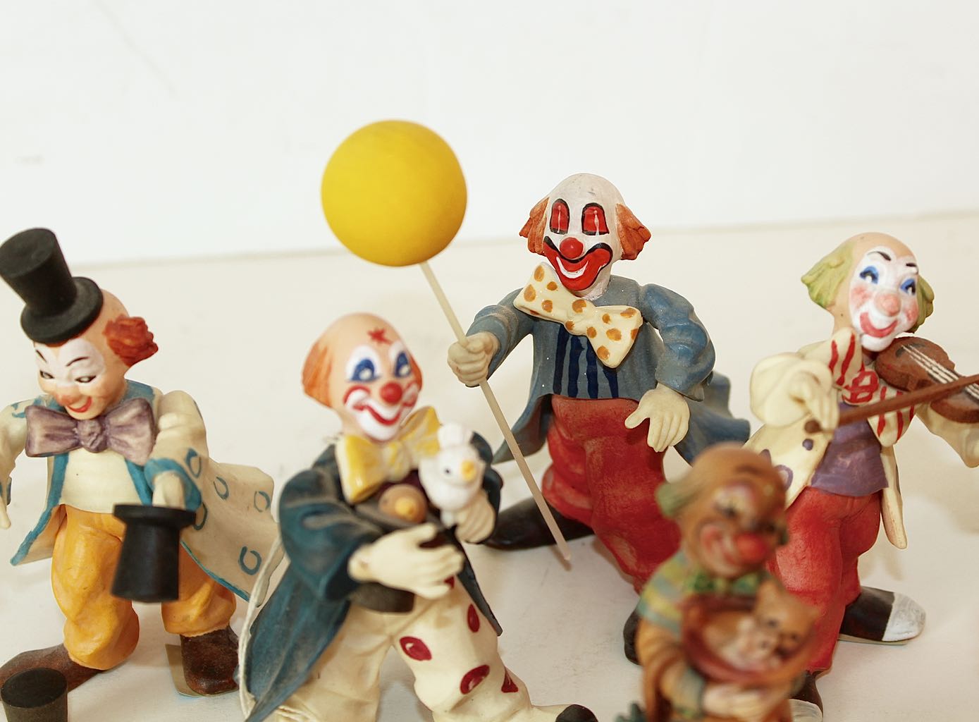 Clown Carved Wood Figurines by Italian Anri Ferrandiz
