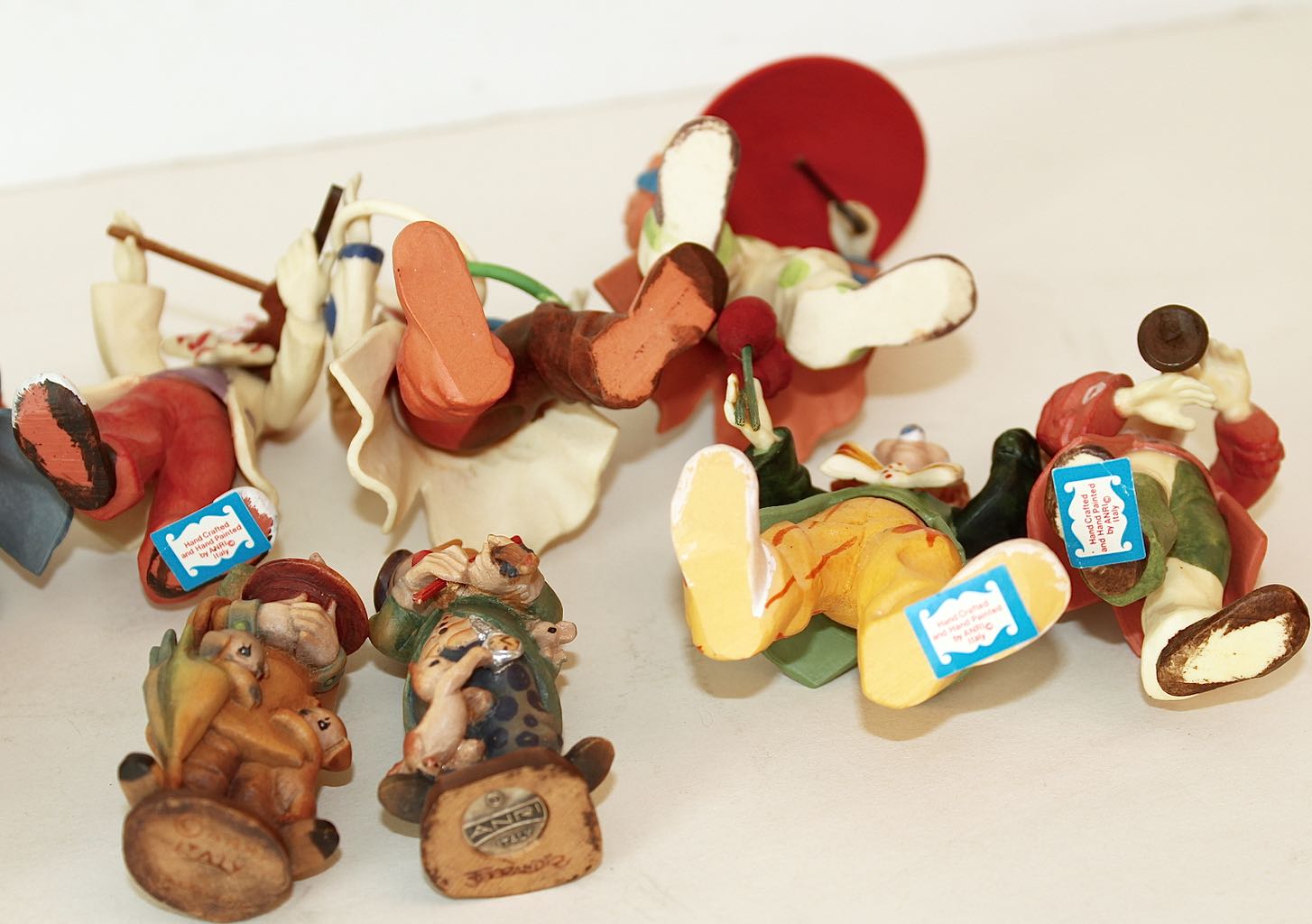 Clown Carved Wood Figurines by Italian Anri Ferrandiz