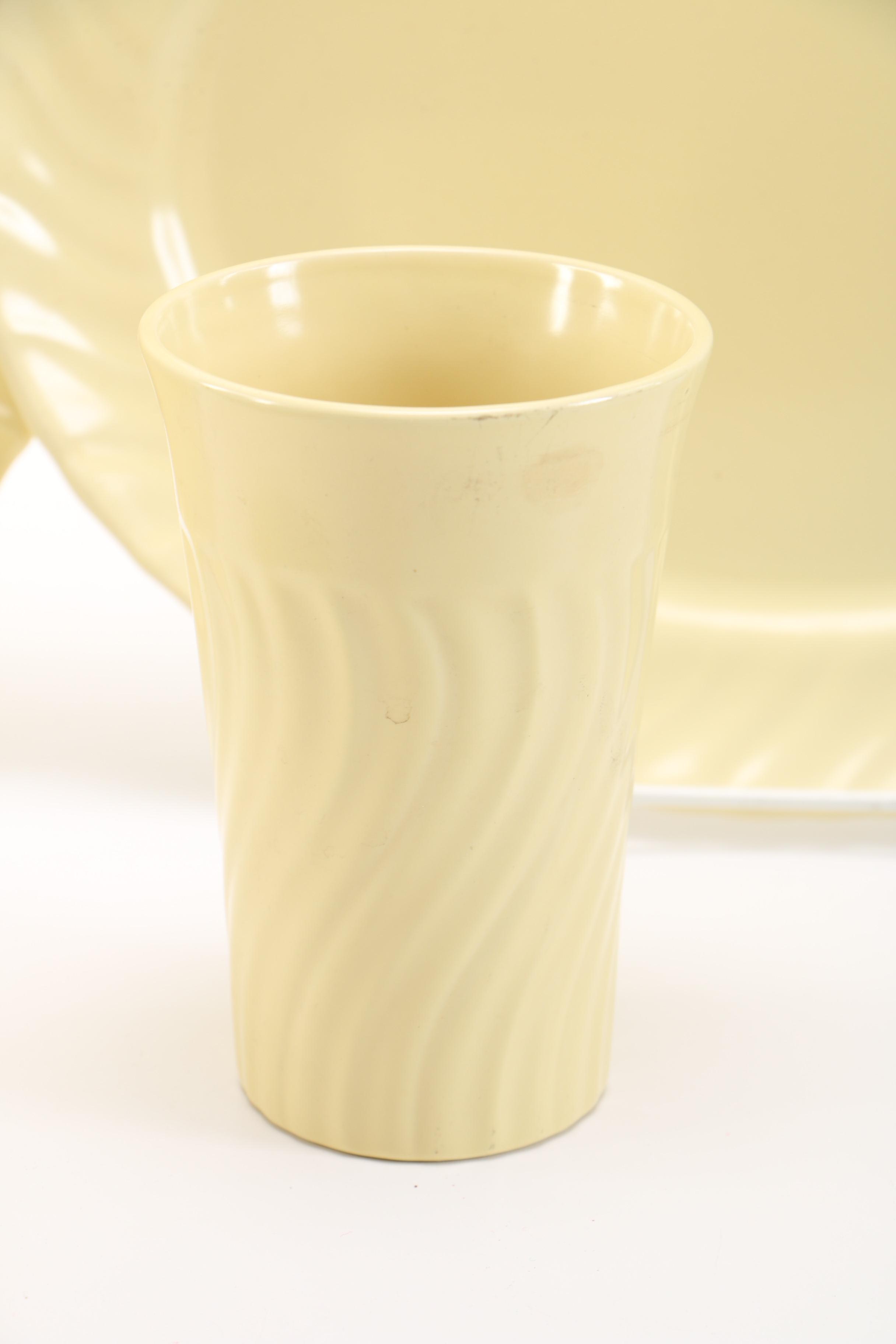 Set of Light Yellow Franciscan Ware in the "Coronado" Pattern