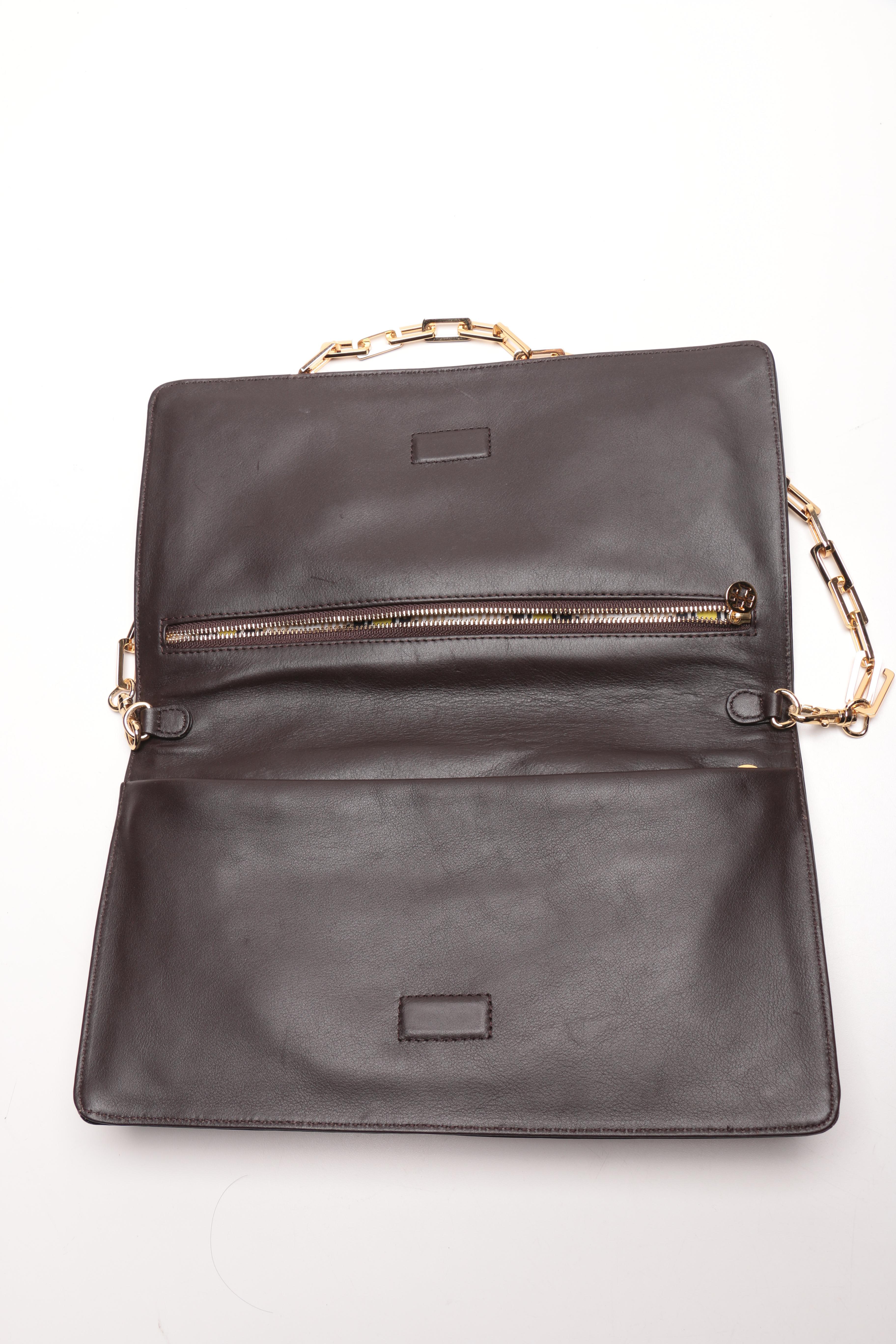 Tory Burch Patent Leather and Raffia Shoulder Bag