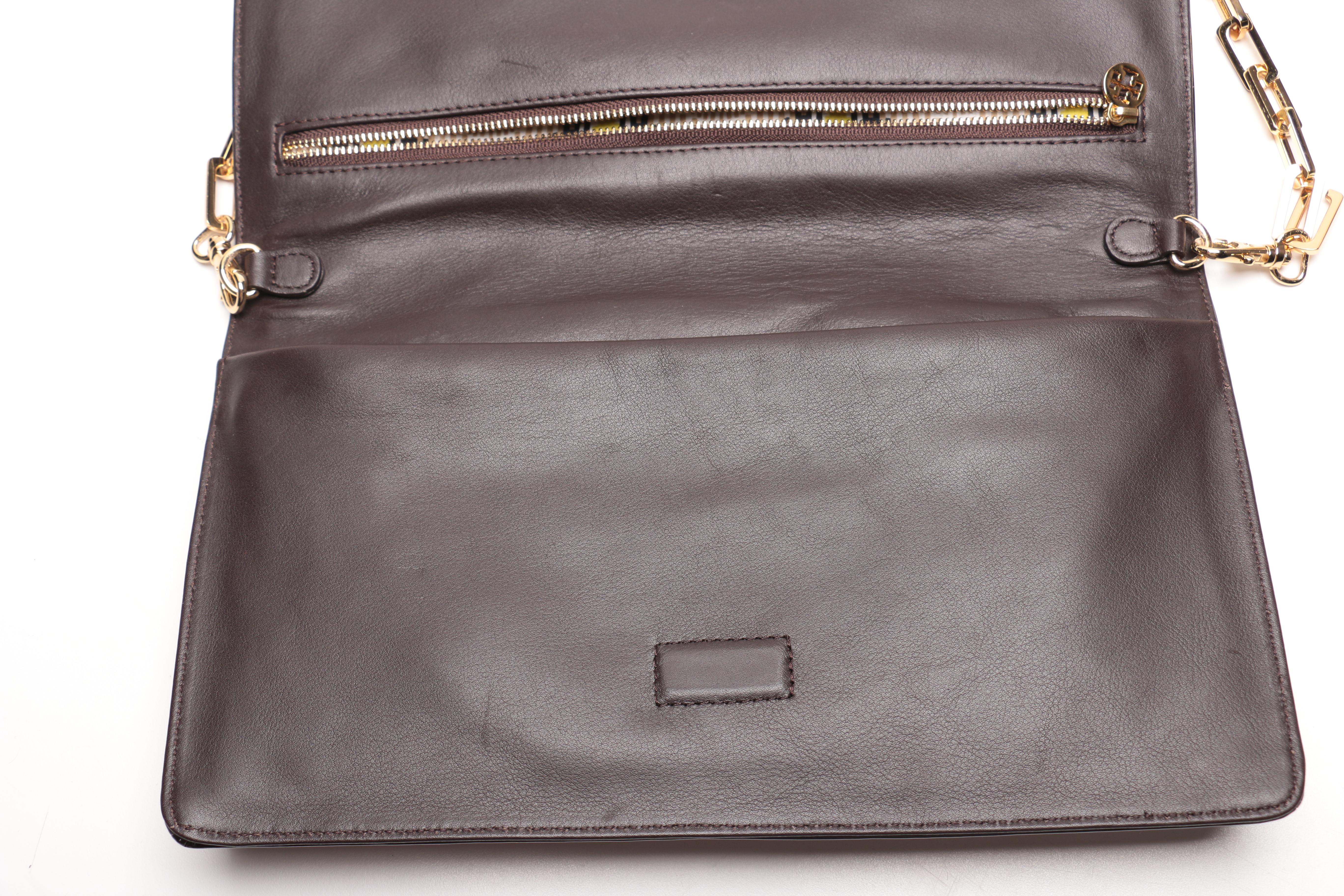 Tory Burch Patent Leather and Raffia Shoulder Bag